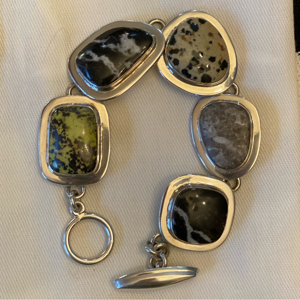 Silpada Sterling & Natural Jasper Stone Bracelet B0617 - Picture 3 of 16